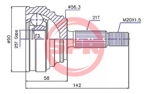 Homocinetica Renault Clio 1991 a 2000 - Renault 19 1991 a 2001 (lado rueda)