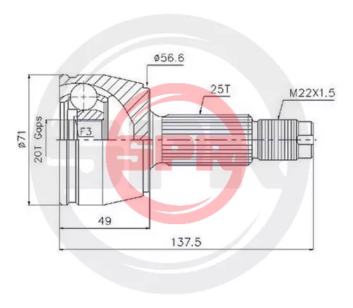 Homocinetica Ford Ka 1997 a 2008 - Fiesta 1994 a 2003 - Courier 1997 a 2006 (lado rueda)